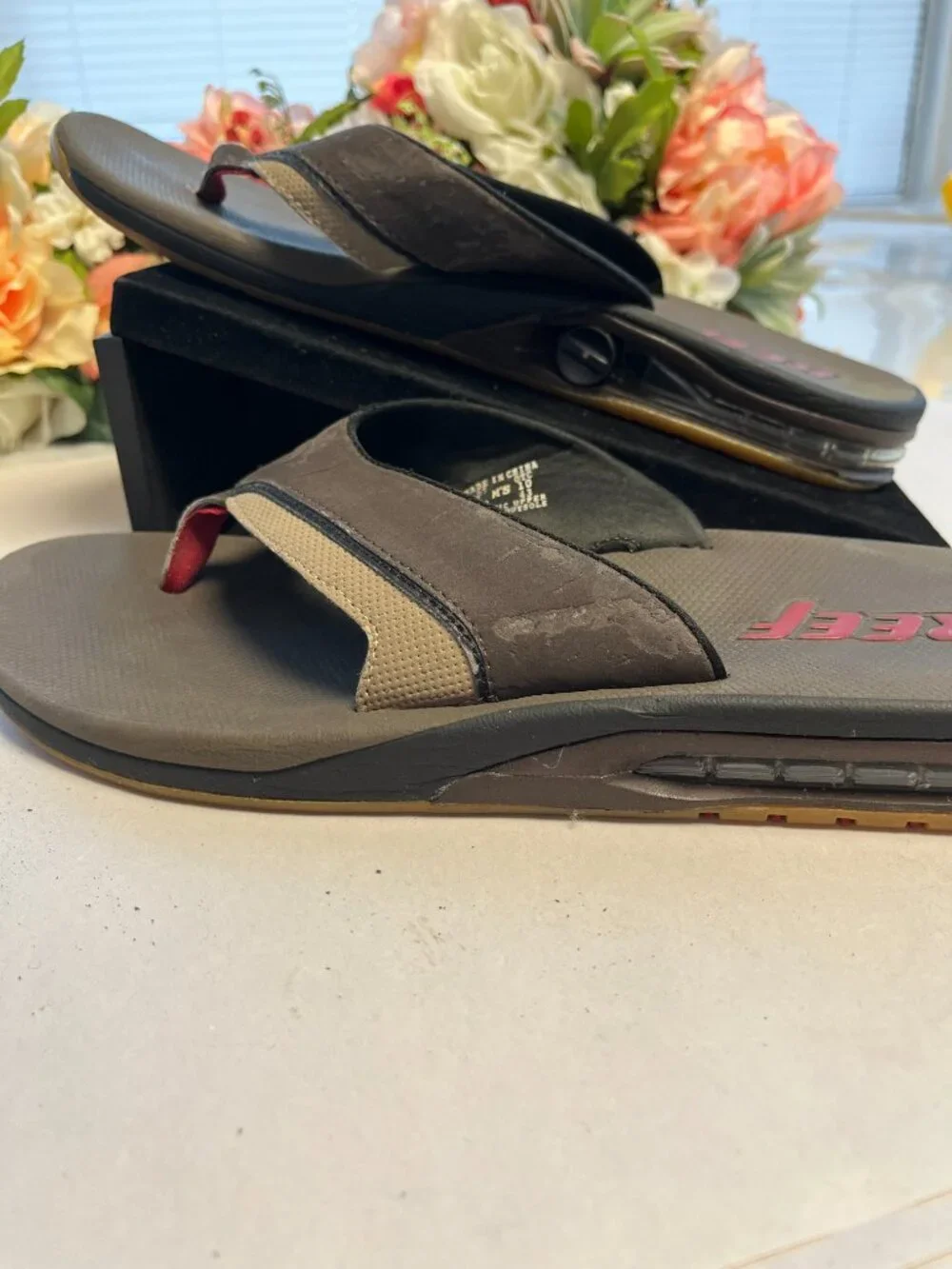 Reef Dram Flask Canteen Sandals Brown Men’s 10 Vintage Collectible Flip Flops